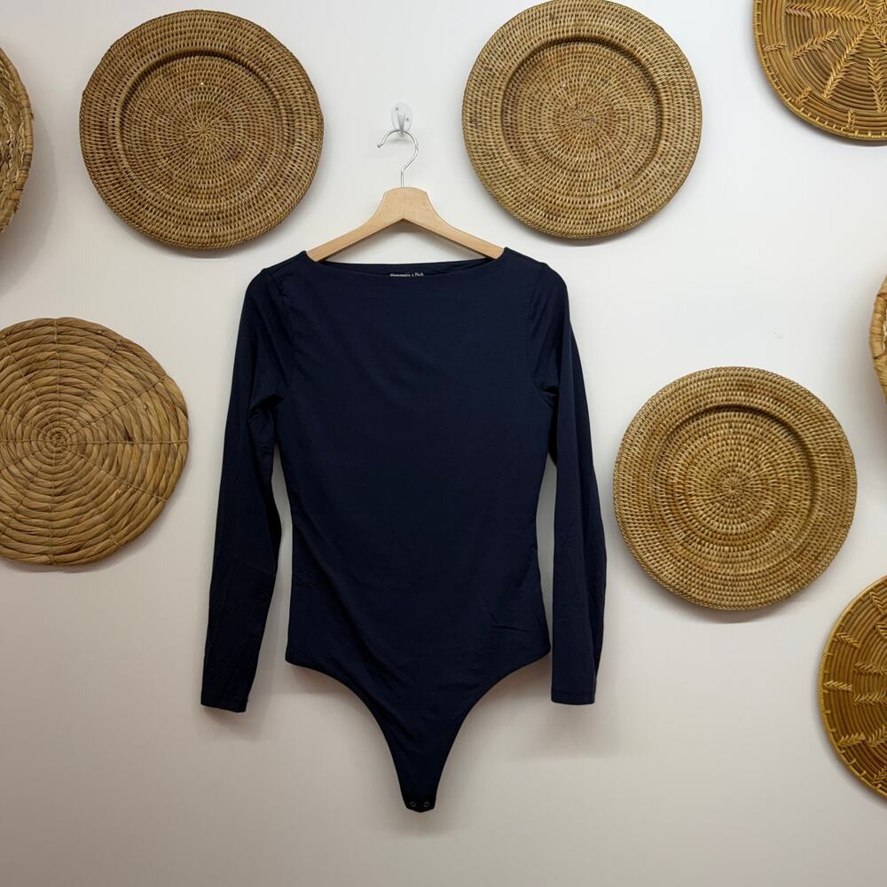 Abercrombie Navy Blue Long Sleeve Bodysuit Medium